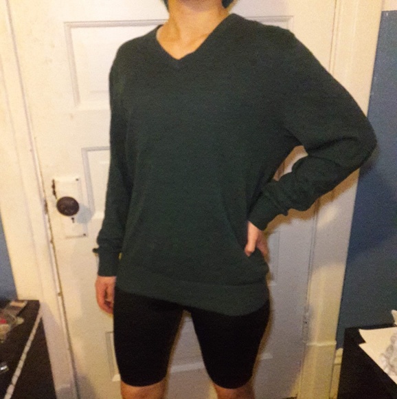 Green V-Neck Sweater - Picture 2 of 2